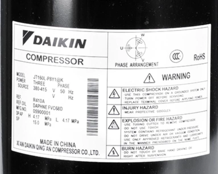 R410A 50900BTU 5HP Daikin Commercial Scroll Compressors