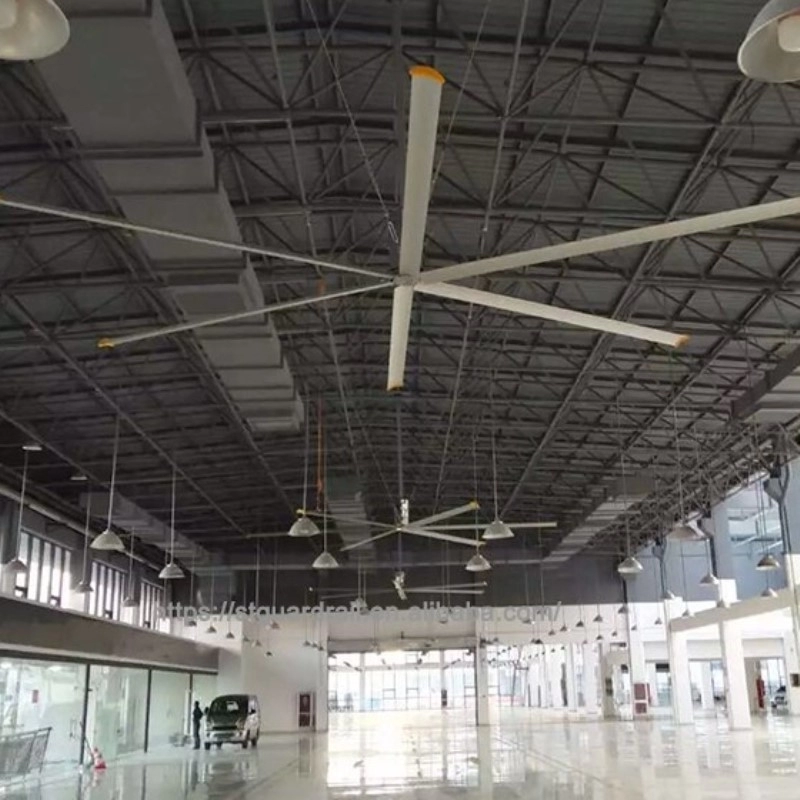 Βιομηχανικός ανεμιστήρας HVLS υψηλής έντασης και χαμηλής ταχύτητας με ανεμιστήρα οροφής BLDC Aermetal Large Blades