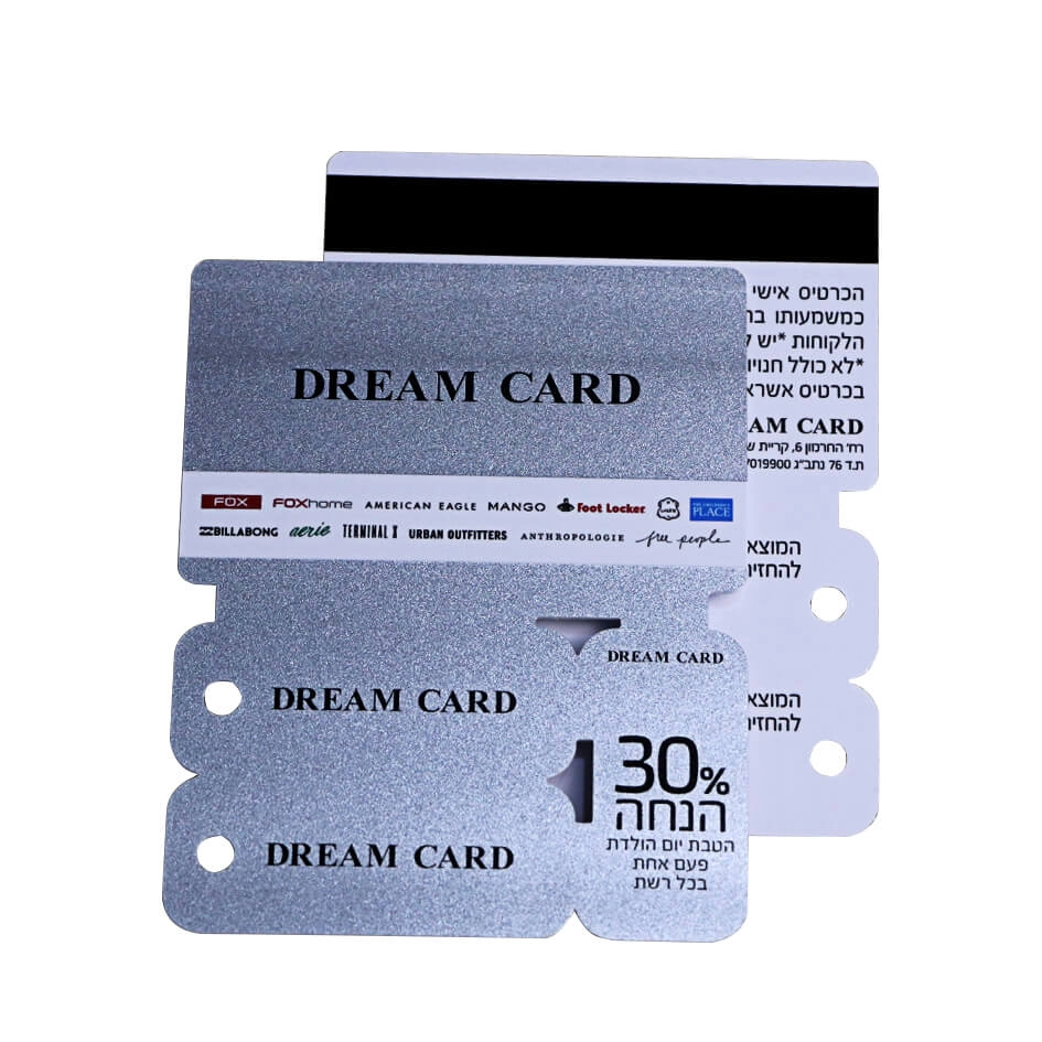 Εκτύπωση Silver Powder 4 σε 1 PVC Combo Magnetic Card με Barcode