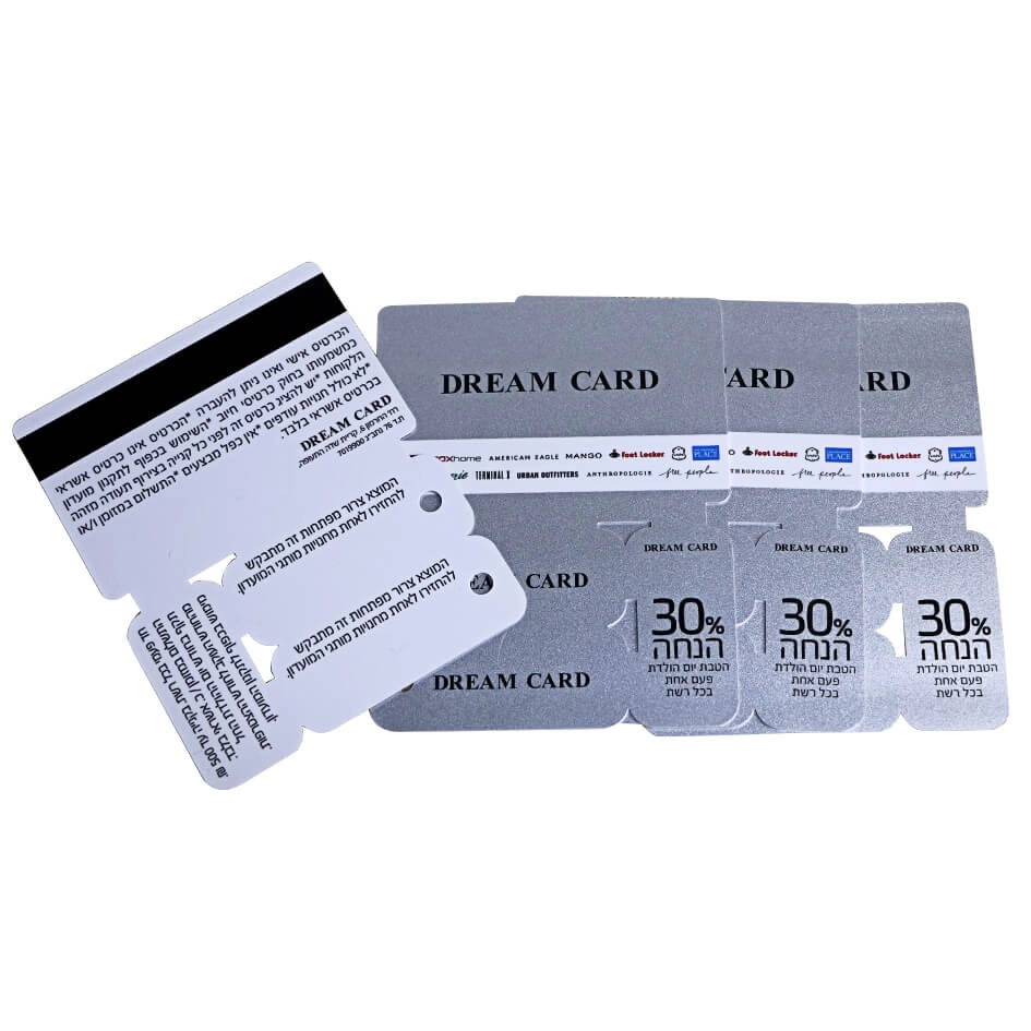 Εκτύπωση Silver Powder 4 σε 1 PVC Combo Magnetic Card με Barcode