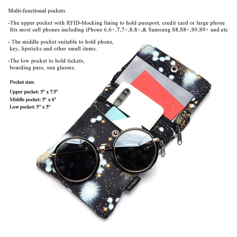 Γυναικείο πορτοφόλι με χιαστί τηλεφωνική τσάντα RFID Blocking Passport Travel Neck Wallet