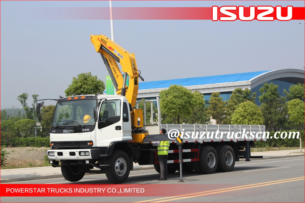 Πελάτες Γκάνα 10 τροχοί βαρέως τύπου Isuzu Knuckle Boom Truck Crane
