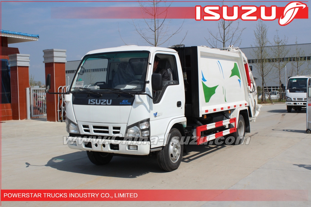 Μιανμάρ Συμπιεσμένο φορτηγό απορριμμάτων 3 τόνων ISUZU με κινητήρα 4KH1