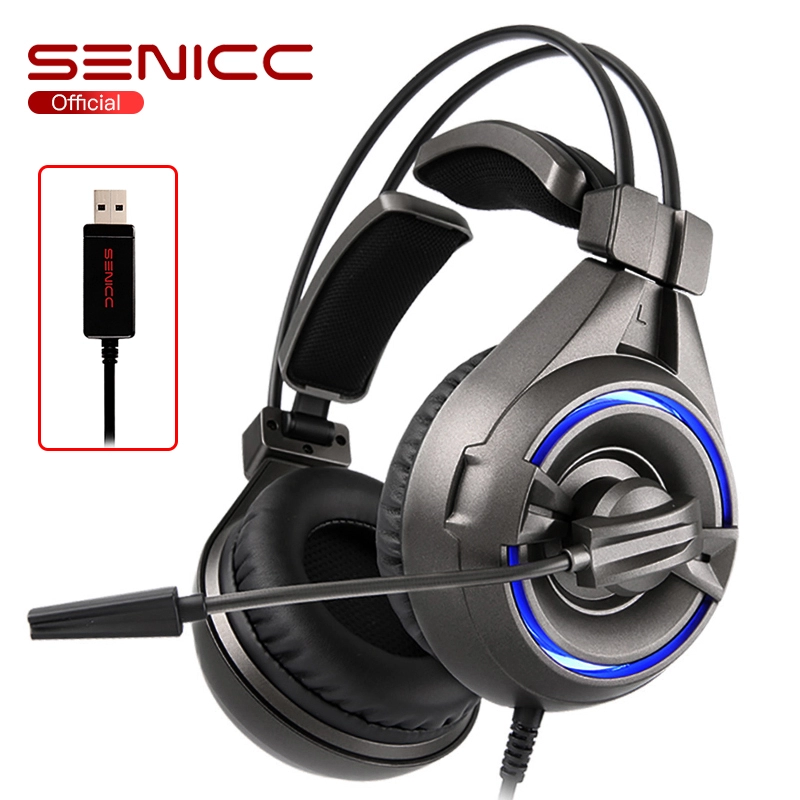 SENICC A6 Virtual 7.1 USB gaming ακουστικά με μικρόφωνο led