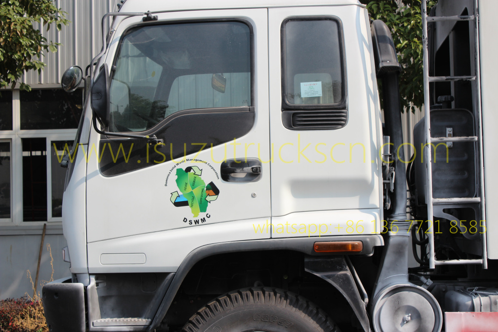 details picture and specification for rear loader garbage truck Isuzu 14 cbm