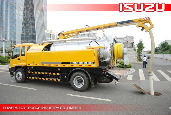 9000 Liter Ghana Isuzu Συνδυασμένα φορτηγά εκτόξευσης και αναρρόφησης αποχέτευσης