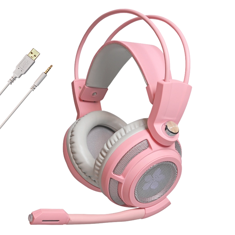 Ροζ ακουστικά παιχνιδιών Somic G941 Virtual 7.1 surround ήχου με μικρόφωνο
