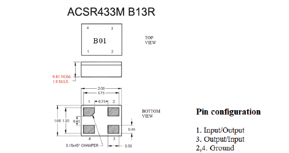 SAW RESONATOR SMD TYPE ACSR b13r