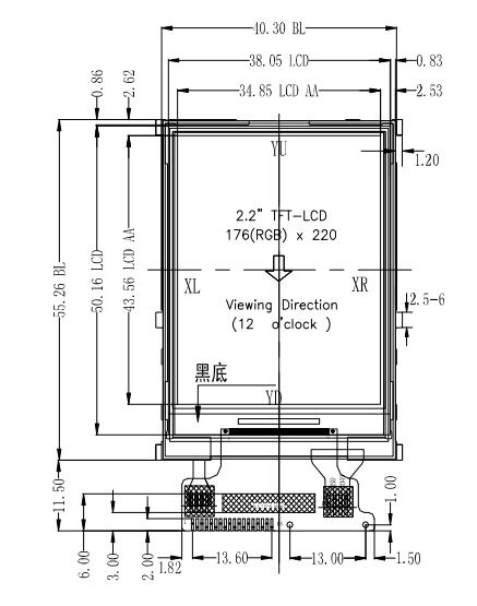 Μονάδα TFT LCD 2,2" ανάλυσης 176x220 με διασύνδεση SPI οθόνης αφής