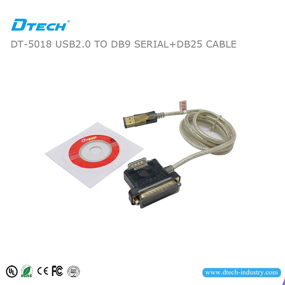 Καλώδιο προσαρμογέα DTECH DT-5018 USB 2.0 σε RS232 DB9 και DB25