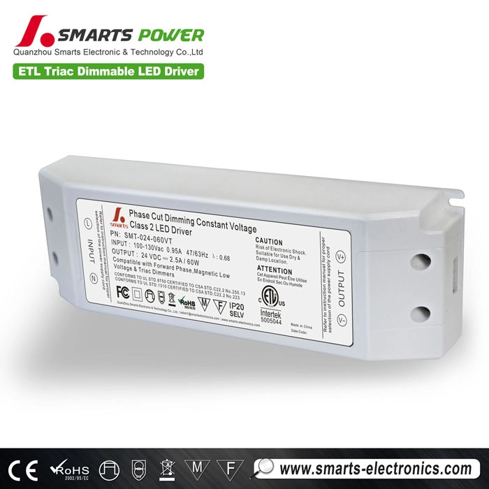 Αδιάβροχο IP67 triac dimmable τροφοδοτικό LED 24v 60w