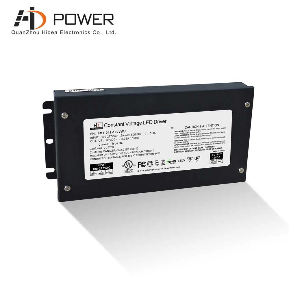 Τροφοδοτικό 100W 12 volt με λίστα UL με κουτί διακλάδωσης για φωτισμό ντουλαπιών