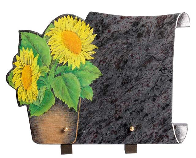 Painted Sunflower Pattern Natural Granite Memorial Plaque