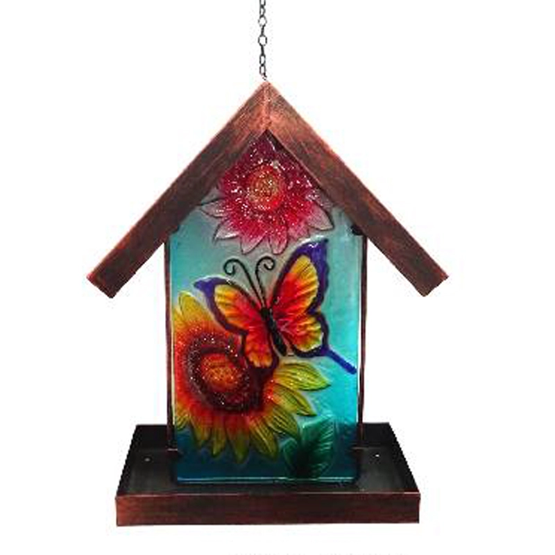 Glass Butterfly Bird Feeder - Υπαίθρια Κρεμαστό Ηλιακό Στολίδι γκαζόν, Yard Art