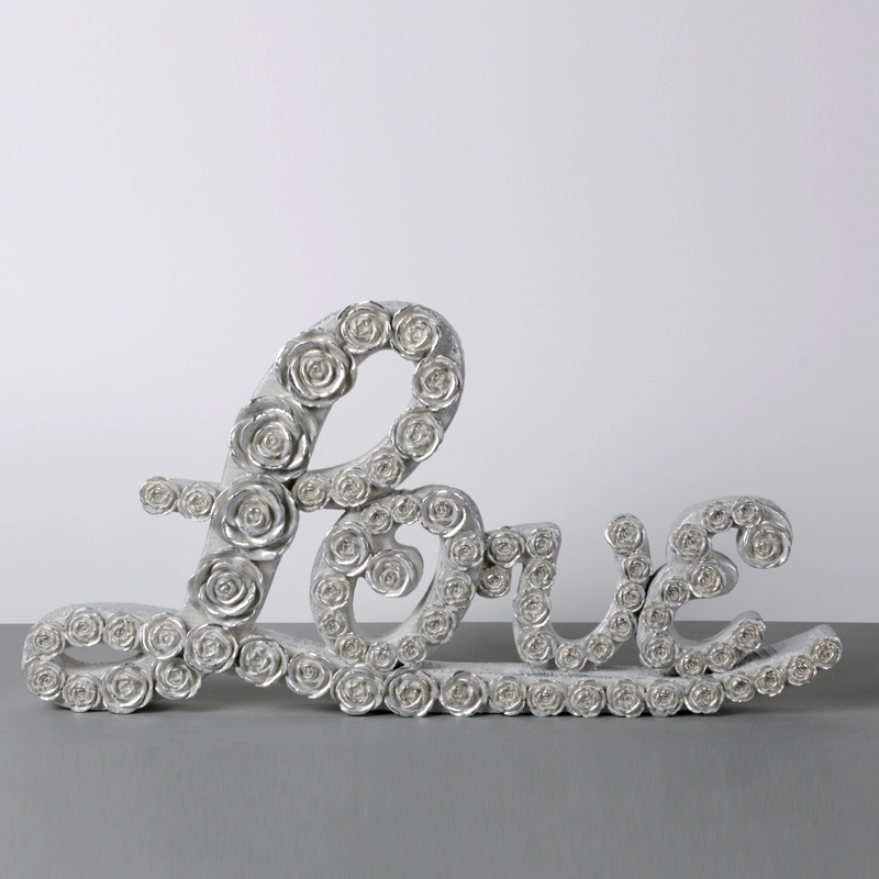 Love Sign Word Art με λεπτό σκάλισμα λουλουδιών