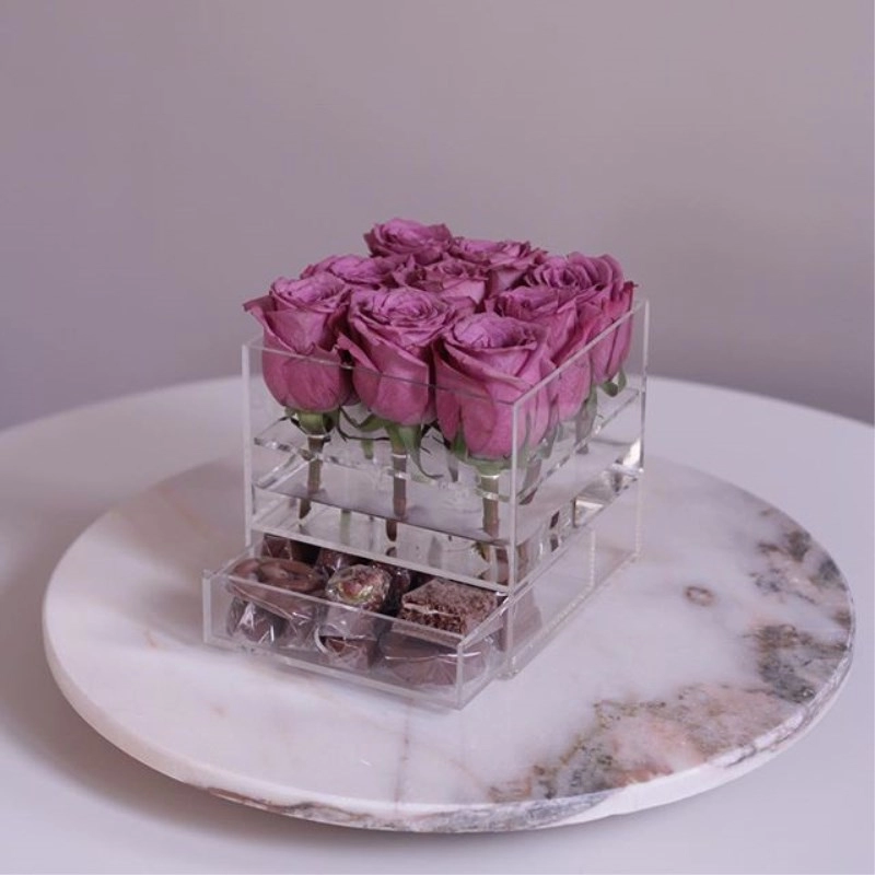 Προσαρμοσμένο πολυτελές ακρυλικό κουτί τριαντάφυλλο με συρτάρι
