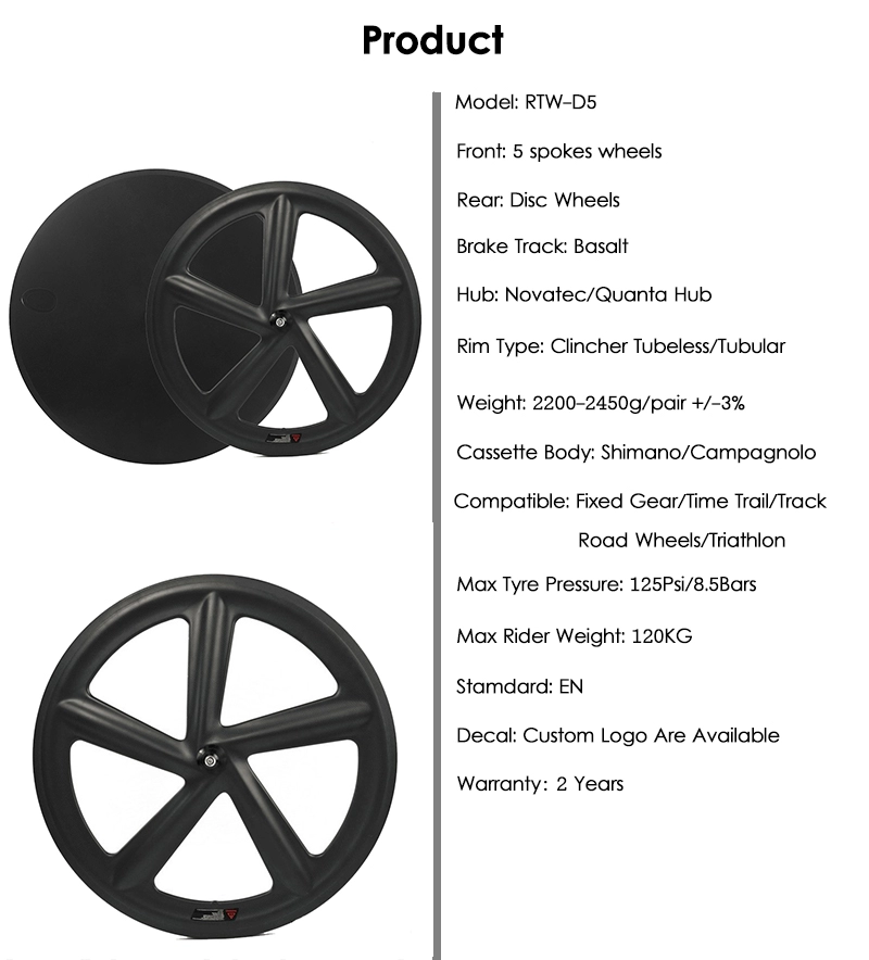 Carbon Triathlon Wheels Superroad Five Spokes Bike Rims Τροχοί ποδηλάτου