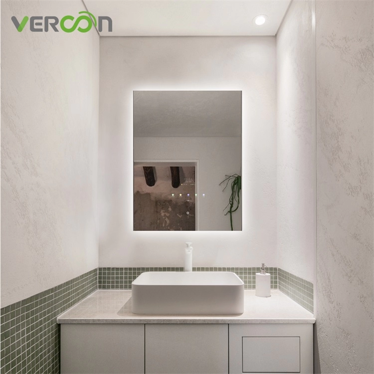 Έξυπνος καθρέφτης Hospitality Μπάνιο LED Καθρέφτης Vanity Αντιθαμβωτική Οθόνη ώρας