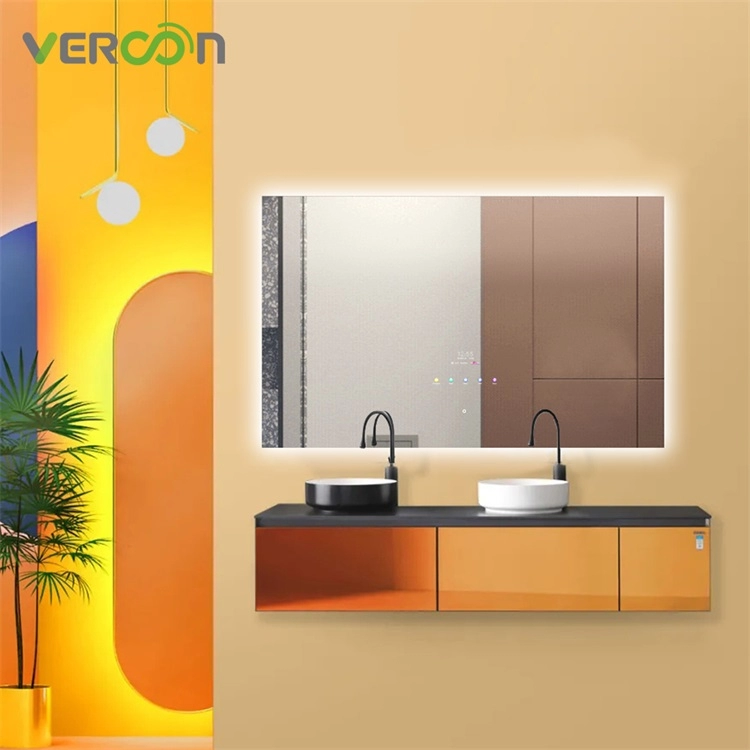 Vercon Επιτοίχιος Στρογγυλός Smart Led Καθρέφτης Μπάνιου με Φωτιστικό Νεσεσέρ