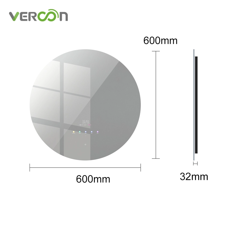 Vercon Επιτοίχια Ηχεία με οπίσθιο φωτισμό οθόνης Αναλυτής δέρματος Σύστημα Android Smart Mirror TV