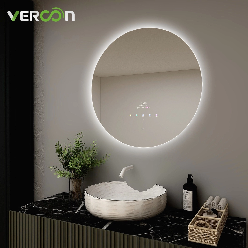 Έξυπνος καθρέφτης Led μπάνιου στρογγυλός με οπίσθιο φωτισμό και Bluetooth