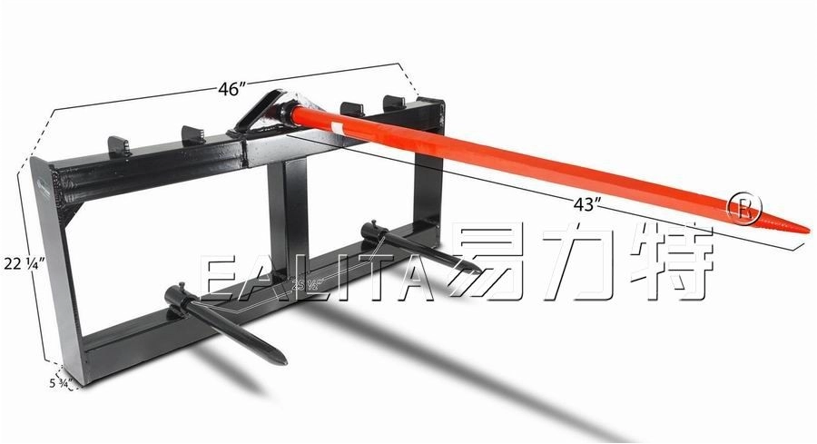 Τρακτέρ 3 σημείων 43" Hay Bale Spear Frame 3000 lb για Bobcat Skid Steer Quick Attach S-135111