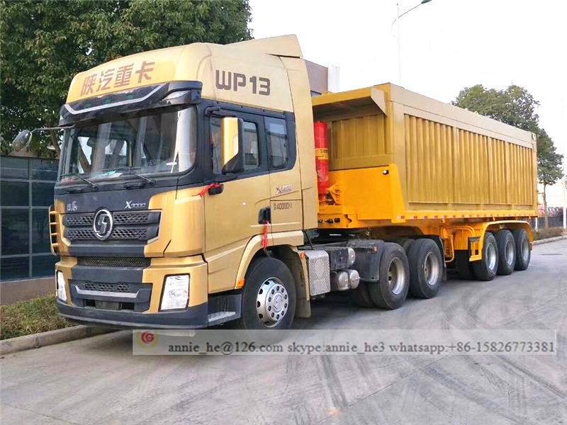 Ημι-ρυμουλκούμενο φορτηγό 60 τόννων ανατρεπόμενο από χάλυβα υδραυλικού κυλίνδρου 3 αξόνων
