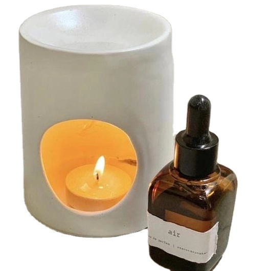 Λευκή κεραμική Essential Oil Burner Candle πιο ζεστή ριγέ υφή