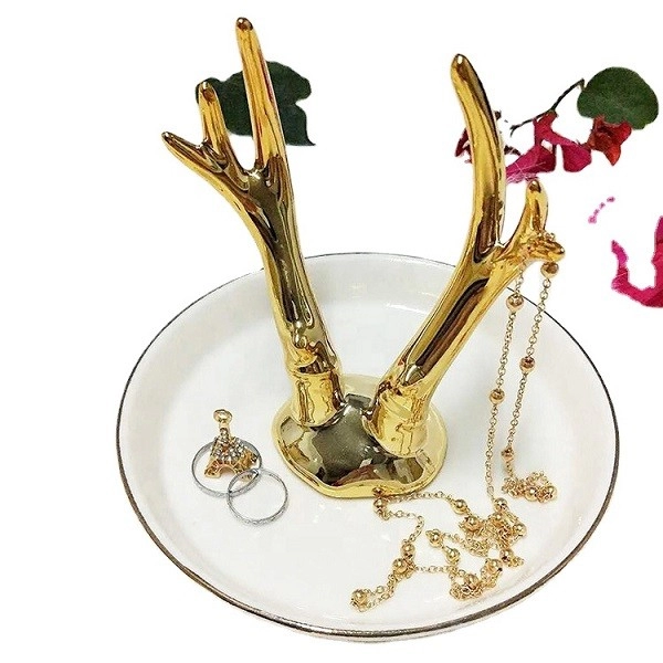 Χρυσό Κεραμικό Δαχτυλίδι Δαχτυλίδι Χειροποίητο Κοσμήματα Οργανωτής Δίσκος Μπιμπελό πιάτο