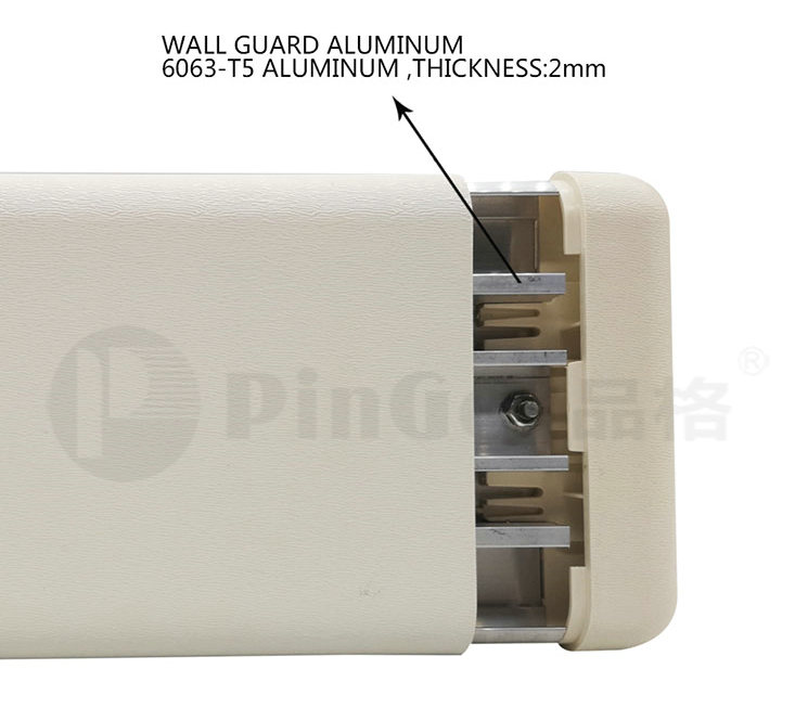 Το προστατευτικό ράγας προφυλακτήρα τοίχου 4" (102mm) εκτείνεται 1" (25mm) από τον τοίχο