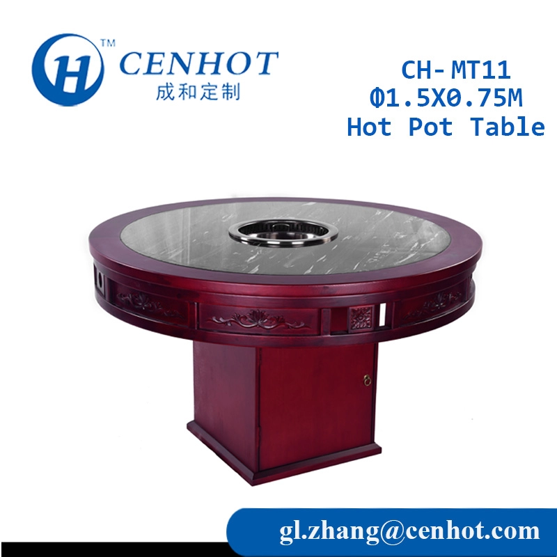 Τραπέζι με στρογγυλό ξύλινο κινέζικο Downdraft Hot Pot για Κατασκευαστής Εστιατορίου - CENHOT