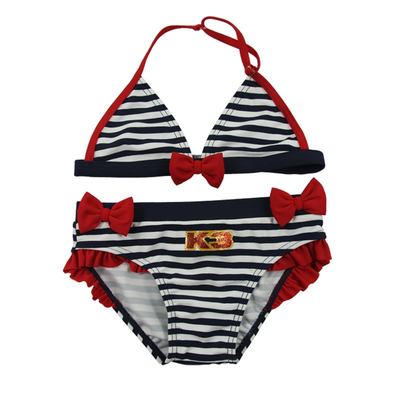 Σετ μπικίνι μαγιό Navy Stripes & Red Bows για κορίτσια Halter