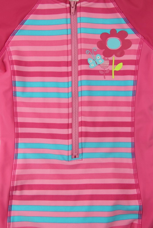 Μαγιό Fuchsia Stripes Little Girls One Piece Rashguard