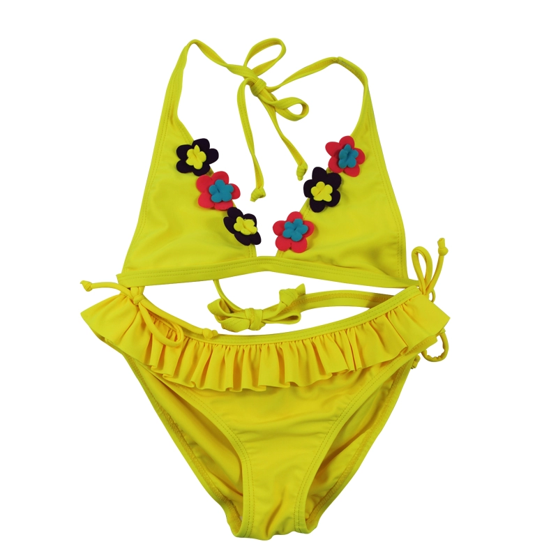 Σετ κολύμβησης Yellow Girls Halter Bikini