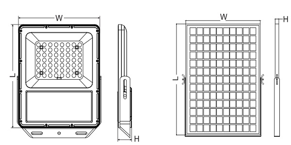 dimension of solar flood light