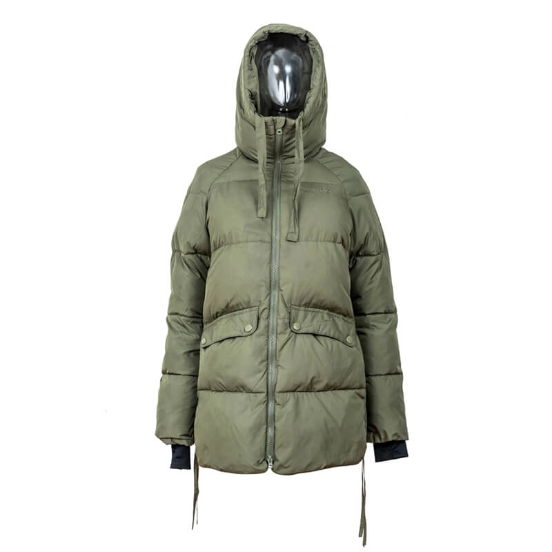 Γυναικεία χειμερινά παλτό με μακρύ αδιάβροχο λουρί Olive