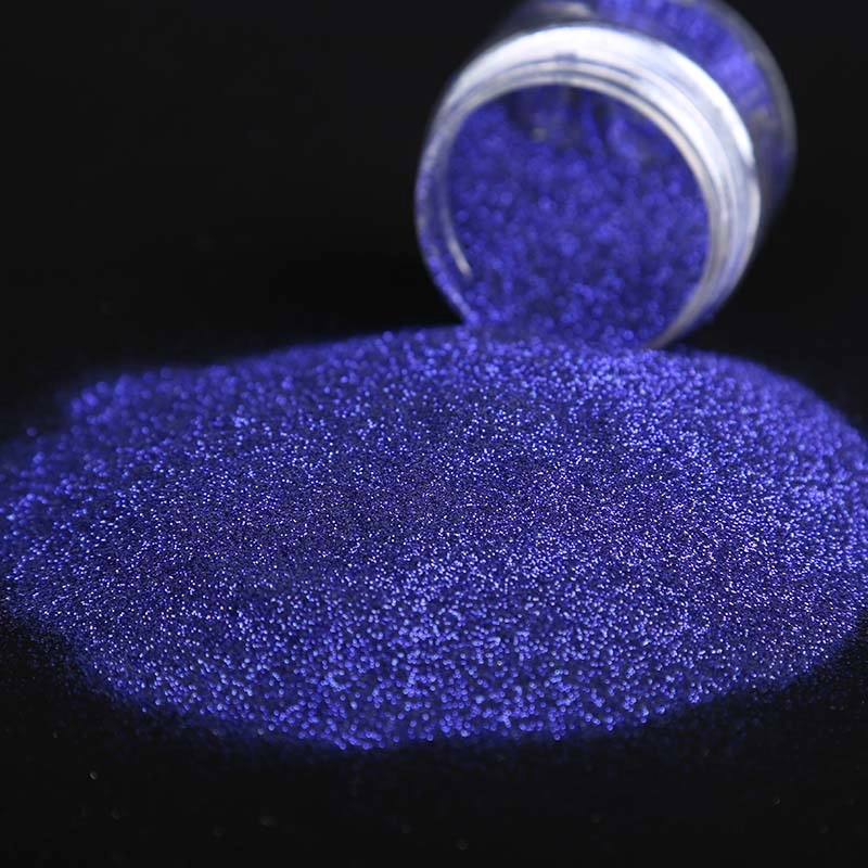 Sapphire Blue Leather Coating Glitter Pressed Powder