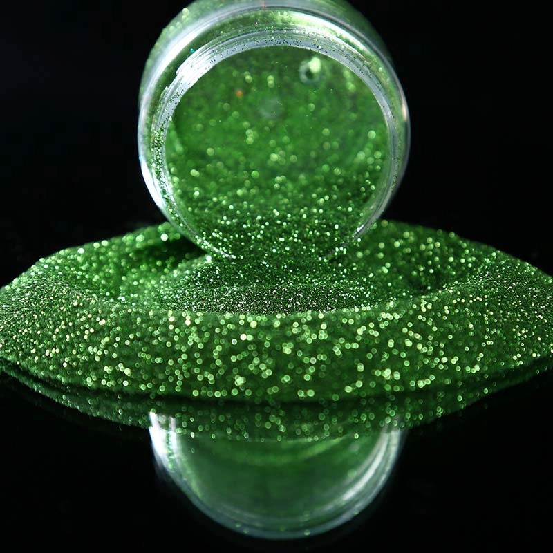 Σμαραγδένια πράσινη πλαστική σκόνη ανάγλυφης γκλίτερ με έγχυση