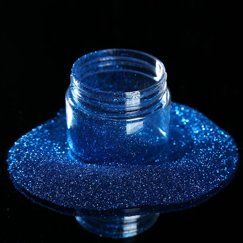 Υψηλής γυαλάδα ζαφείρι μπλε νύχια glamour glitter πούδρα