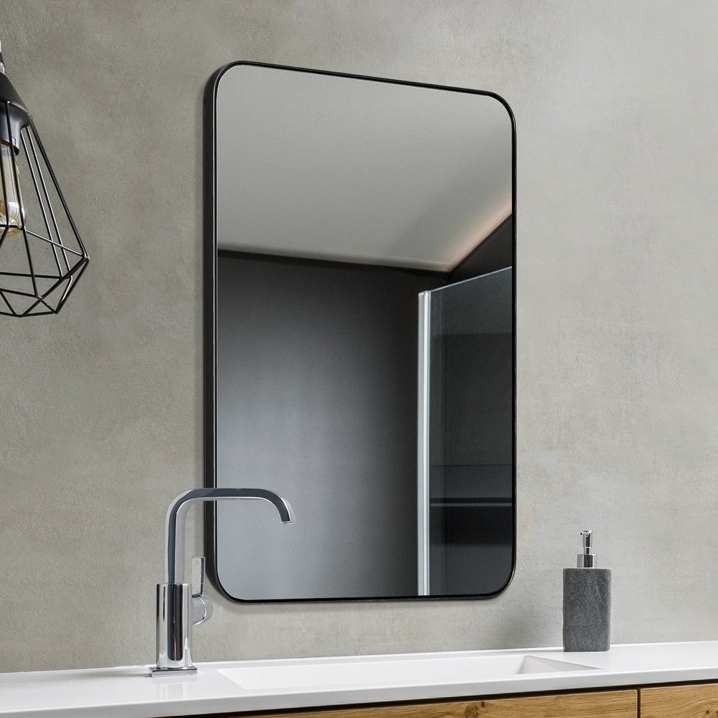 Matte black bathroom mirrror