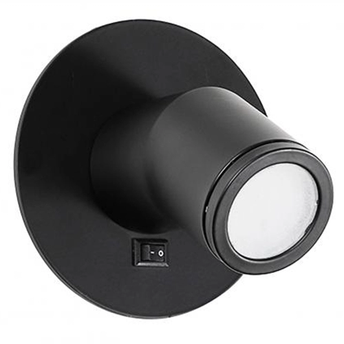 Μαύρο στρογγυλό μίνι κεφαλάρι LED φωτιστικό ανάγνωσης με διακόπτη