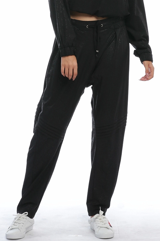 Κατασκευαστής OEM Loose Elastic High Waist Polyamide Spandex Κομψή μαύρη επίστρωση λουλουδιών Γυναικεία παντελόνια με μολύβι Casual γυναικείο Jogger