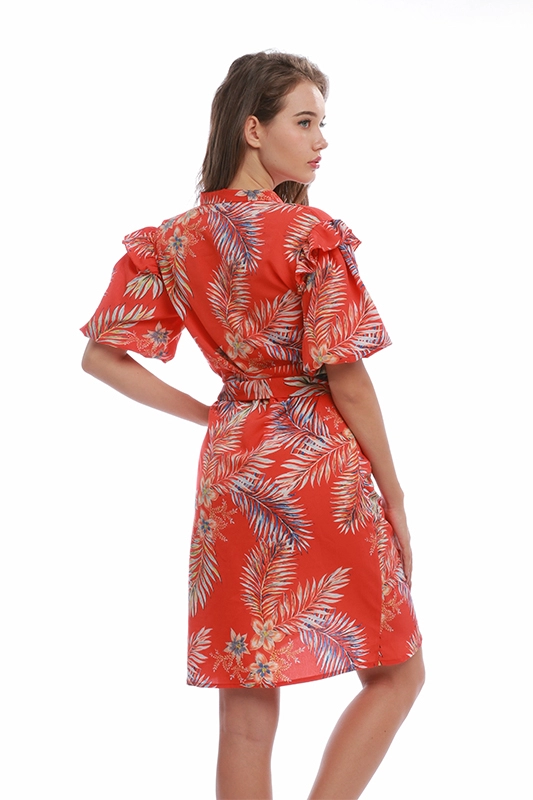 casual κοντομάνικο φιόγκο λουλούδι βάση γιακά σιφόν γυναικεία κομψά ρούχα ένδυσης φορέματα