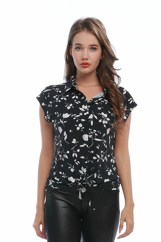 Γυναικείο μπλουζάκι με κοντό μανίκι με φλοράλ φιόγκο