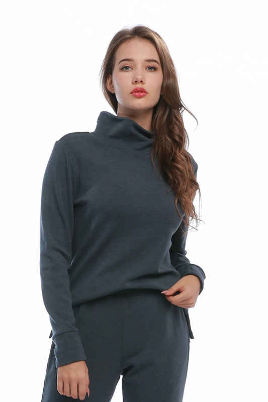 Κατασκευαστής Προσαρμοσμένο Γυναικείο πουλόβερ πουλόβερ με μακρύ μανίκι με μακρύ γιακά με πλάγια σχισμή