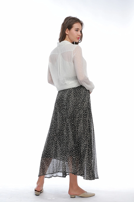 Γυναικείες μακριές φούστες από σιφόν σε γραμμή Α casual dot print