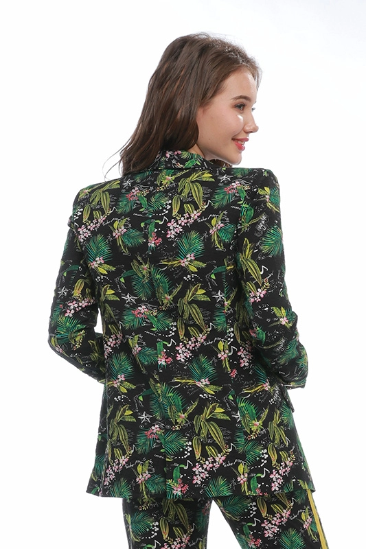 Υψηλής ποιότητας μακρυμάνικη λεπτή πράσινη στάμπα Floral πλεκτά γυναικεία κοστούμια Γυναικεία blazers