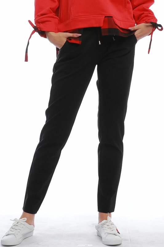 Γυναικεία μασίφ μαύρη ελαστική μέση Activewear Sweat Joggers Cuff παντελόνι