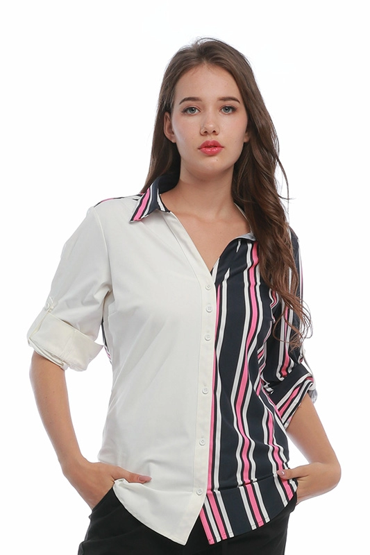 Γυναικεία γυναικεία μπλούζα γυναικεία μπλούζα Casual Elegant Stripe Mix Solid Polyamide