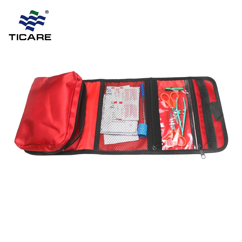 Κόκκινη αναδιπλούμενη τσάντα κιτ πρώτων βοηθειών για εξωτερικούς χώρους